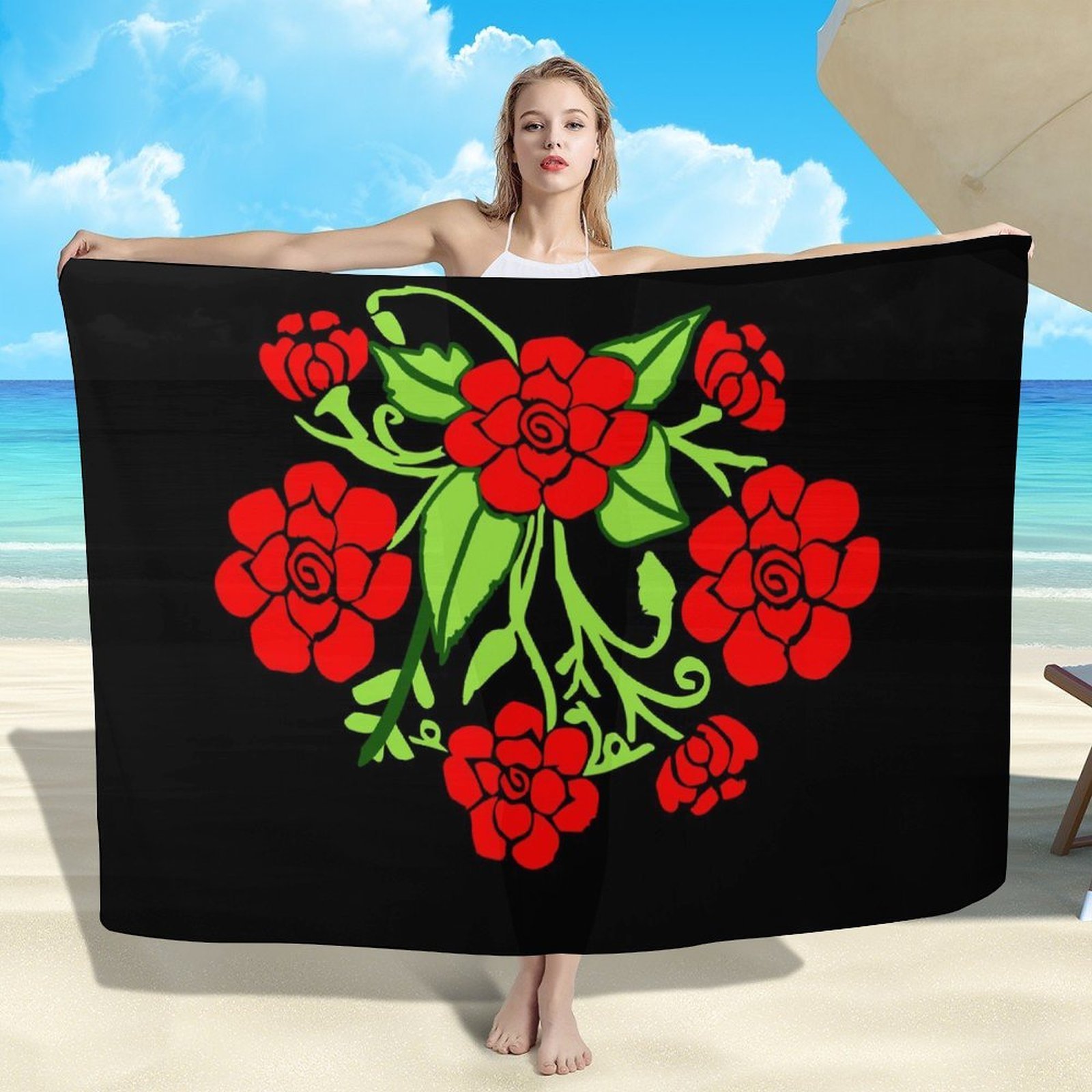 Drop Shipping Beach Sarong Custom Ladies Shawl Scarfs Bikini Cover Up Beachwear Monstera Leaf Printed Hawaiian Sarongs For Women