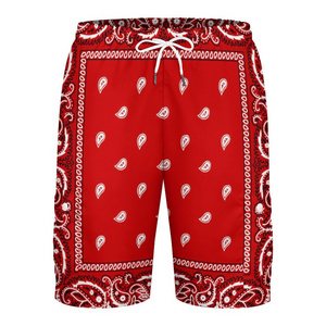 Summer Red Bandana Print Men Personality 4 pockets Shorts Luxury Design Men Sport Shorts Pants Beach Shorts Factory Price