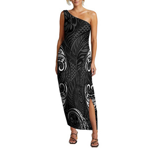 Customized On Demand Big People Hawaii Design Sexy Dress Pacific Island Art High Quality Sleeveless Off Shoulder Dress