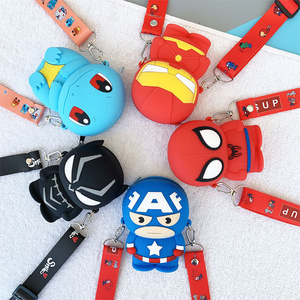 Cute 3D Cartoon Squirtle Shoulder Bag Soft Spider-Man Silicone Kids Portable Purses Storage Bags