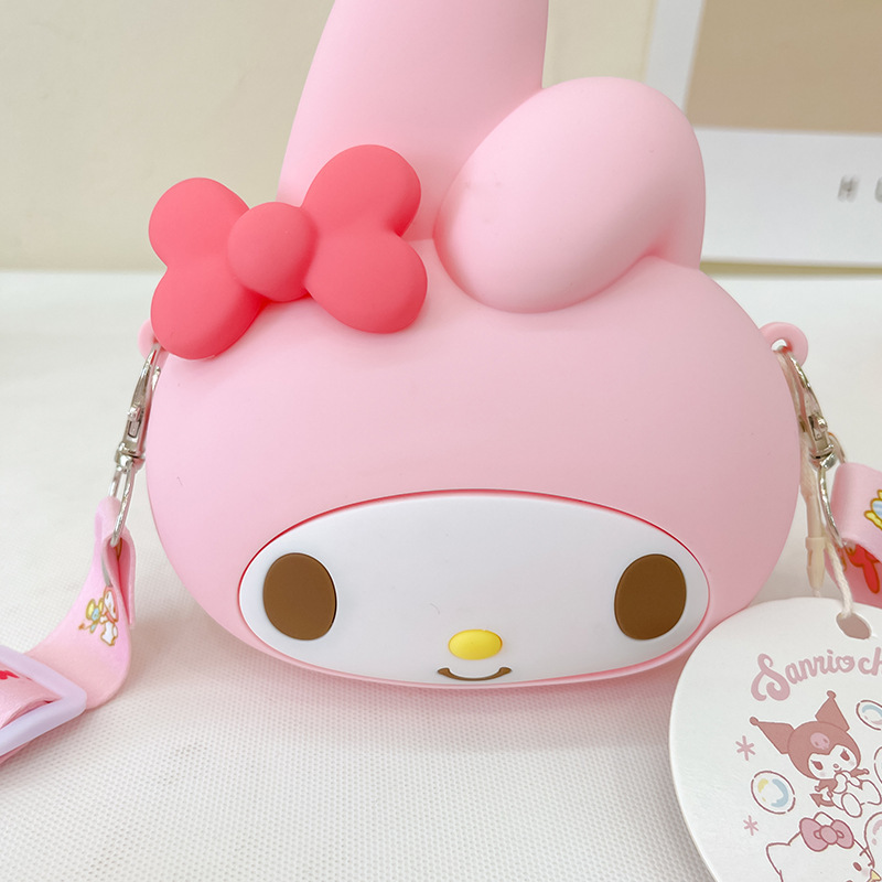 Trendy Plastic Small Mini 3d Cartoon Children Student Girls Wallet Handbag Shoulder Bags Silicone Helloed a kitty Coin Purses