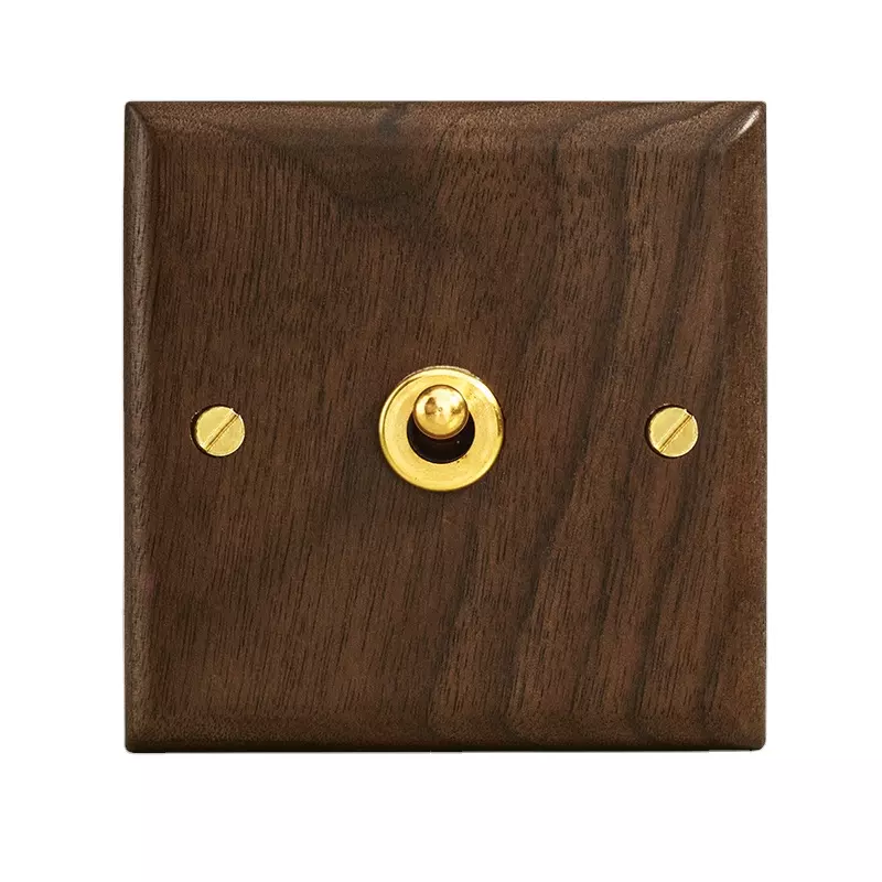 220V 10A wall switch wood panel 1/2/3/4 Gang 2Way brass screw button Switch,Retro style Light toggle  Switch