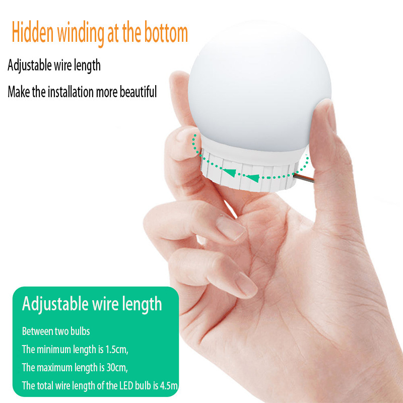 led bulb mirror front light makeup mirror light touch dimmable 10 string bulbs