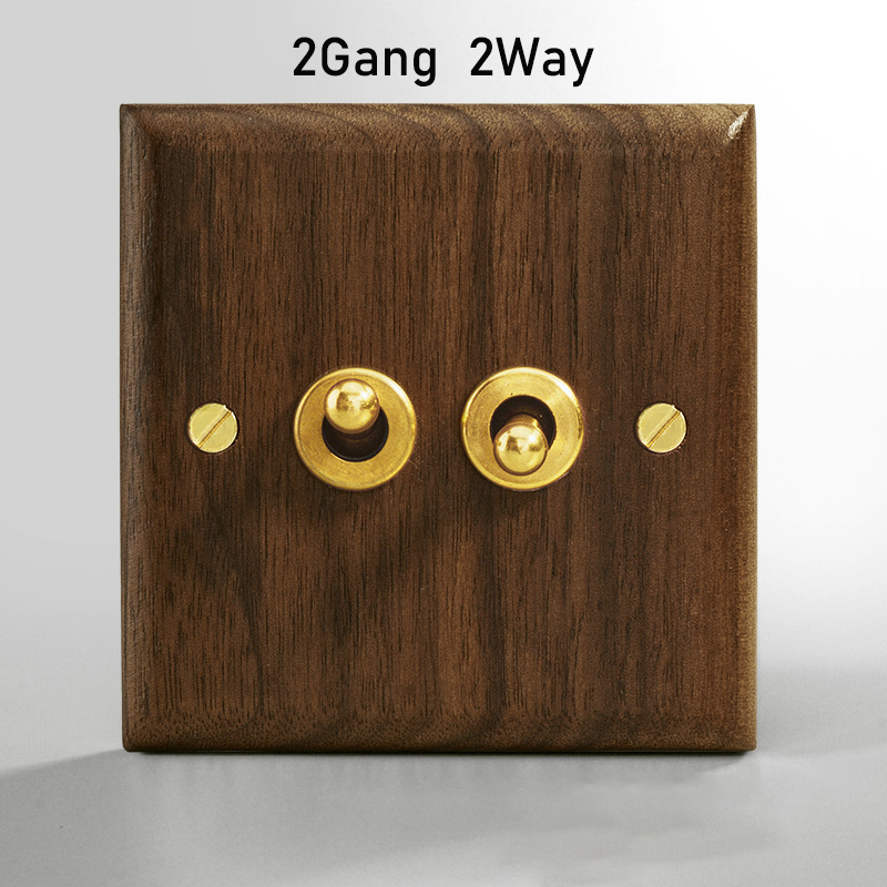 Brass switch,220V 10A toggle wall switch wood panel 1/2/3/4Gang.2Way brass screw Switch button Switch,Retro style Light Switch