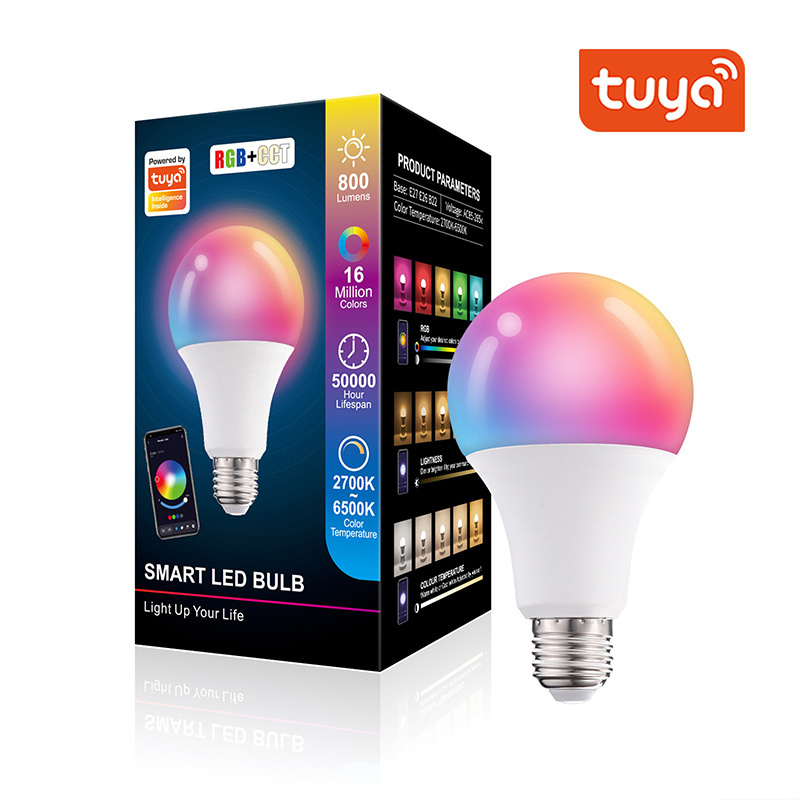 Tuya Wifi Smart Home B22 E27 10W Light Bulb Ball Bubbles CCT+RGB LED Ball Bubble Lamp Dimming Led Smart Bulb