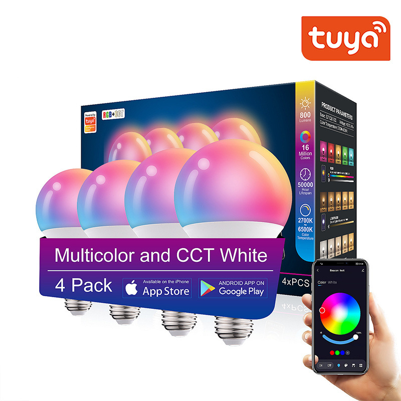 Tuya Wifi Smart Home B22 E27 10W Light Bulb Ball Bubbles CCT+RGB LED Ball Bubble Lamp Dimming Led Smart Bulb