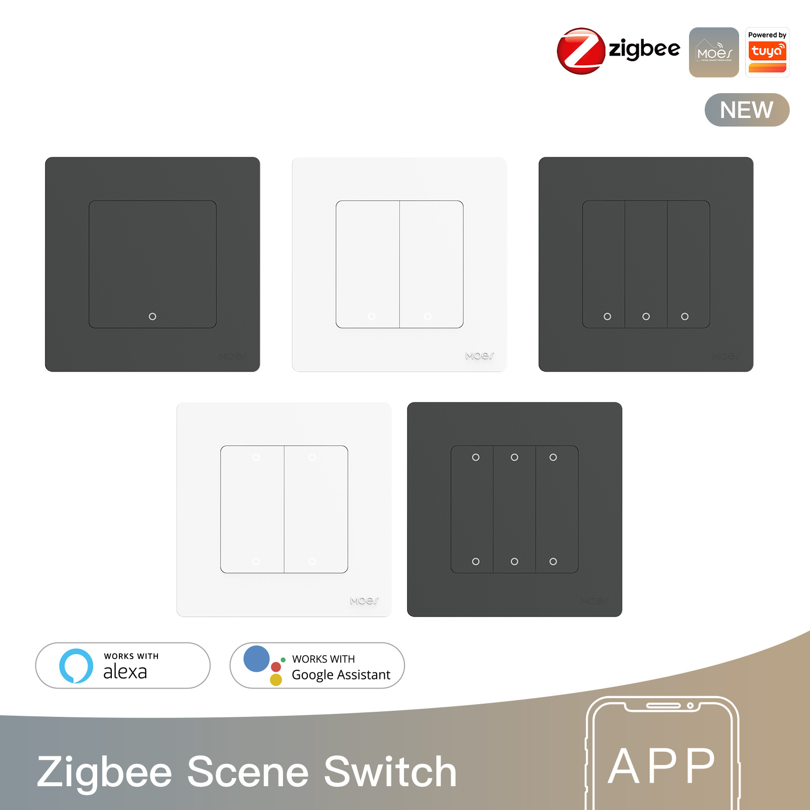 Zigbee 3.0 Tuya Smart Home 10A Light Transmitter Scene Switches Alexa Voice Control Smart Wall Push Button Switch