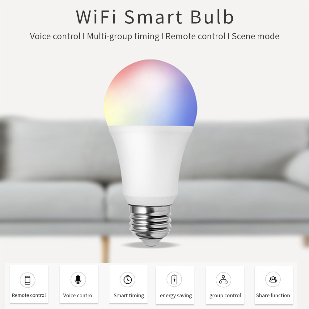 Tuya wifi smart bulb lamp E27 LED bulb voice control dimming color APP remote control smart light bulb