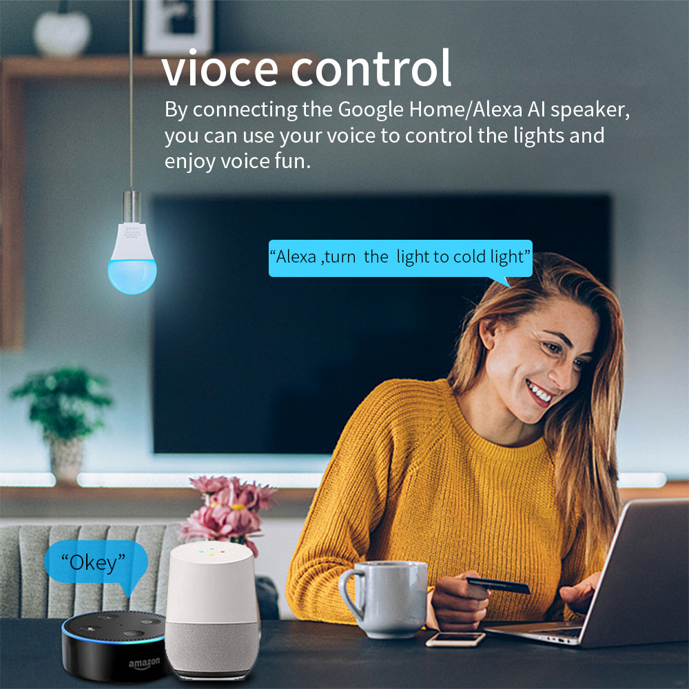 Tuya wifi smart bulb lamp E27 LED bulb voice control dimming color APP remote control smart light bulb