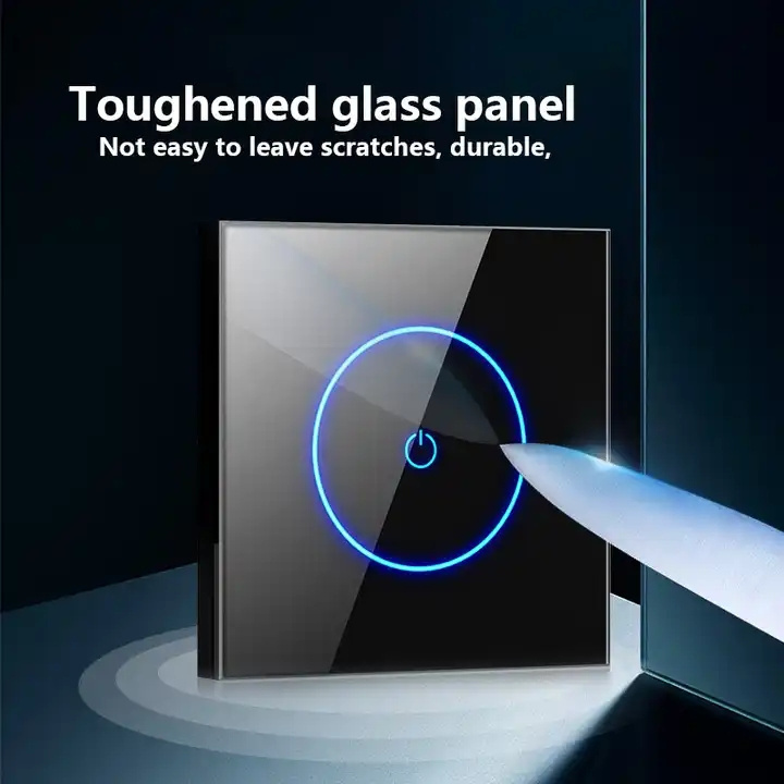 EU/UK Standard Tuya Smart WiFi Glass Panel 1/2/3 Gang Wall Light Alexa Remote Control Smart Touch Switch