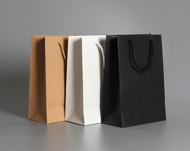 Wholesale Recyclable Sac en papier Rope Carrier Kraft Tote Bags Paper Shopping Bags With Handle For Business