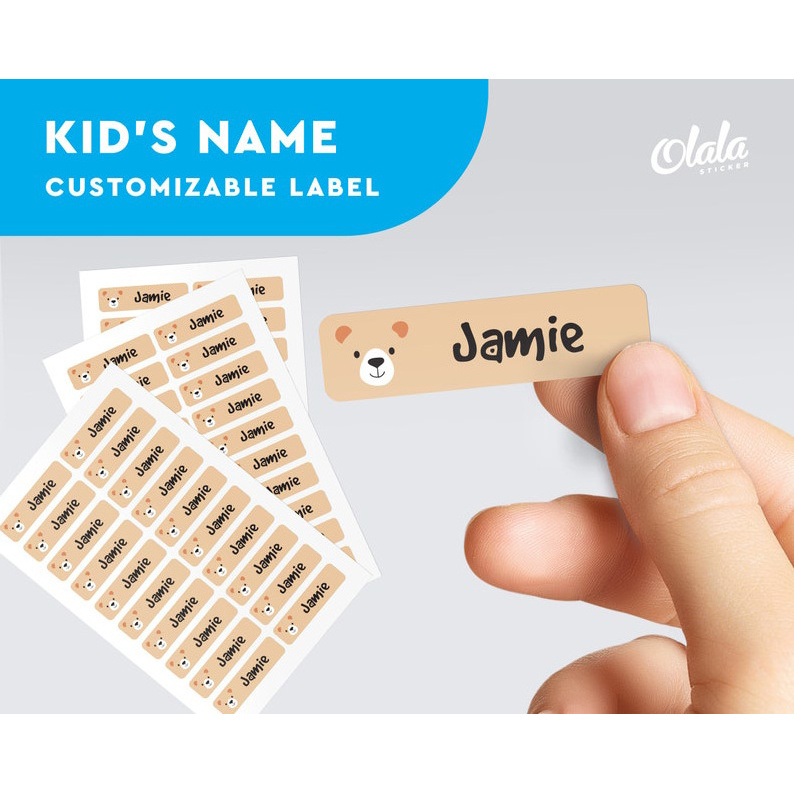 Custom Cute Animal Kids Name sticker For School Personalized Water Resistant Name Labels