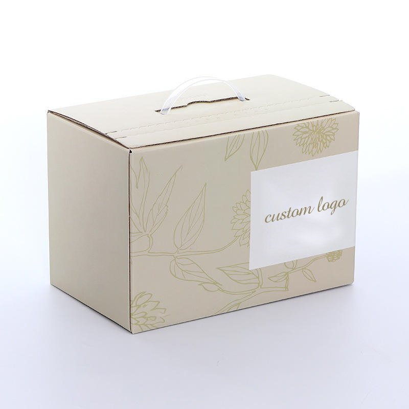 Caja personalizada custom logo milk paper box pvc handle folding milk carton box packaging