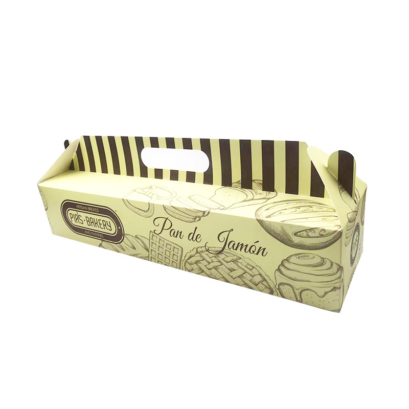 Wholesale Yellow Custom Printed Paper Package Food Grade Bakery Breads Box With Handles