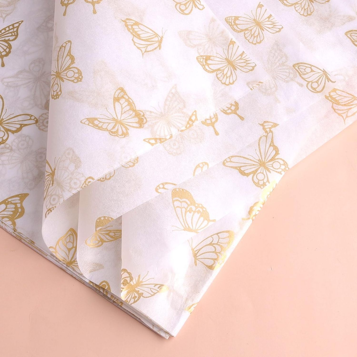 Wholesale new arrivals butterflies wrapping paper custom printed logo packaging paper tissue for bouquet gift