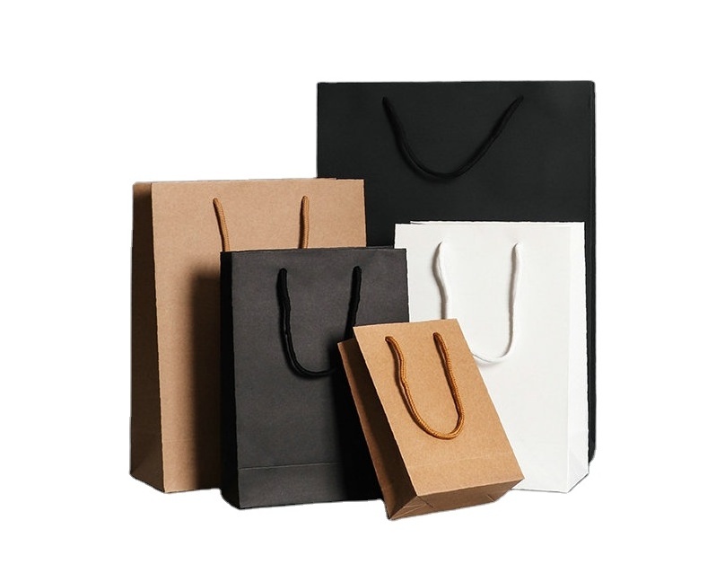 Wholesale Recyclable Sac en papier Rope Carrier Kraft Tote Bags Paper Shopping Bags With Handle For Business