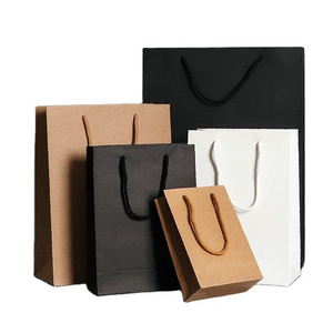 Wholesale Recyclable Sac en papier Rope Carrier Kraft Tote Bags Paper Shopping Bags With Handle For Business