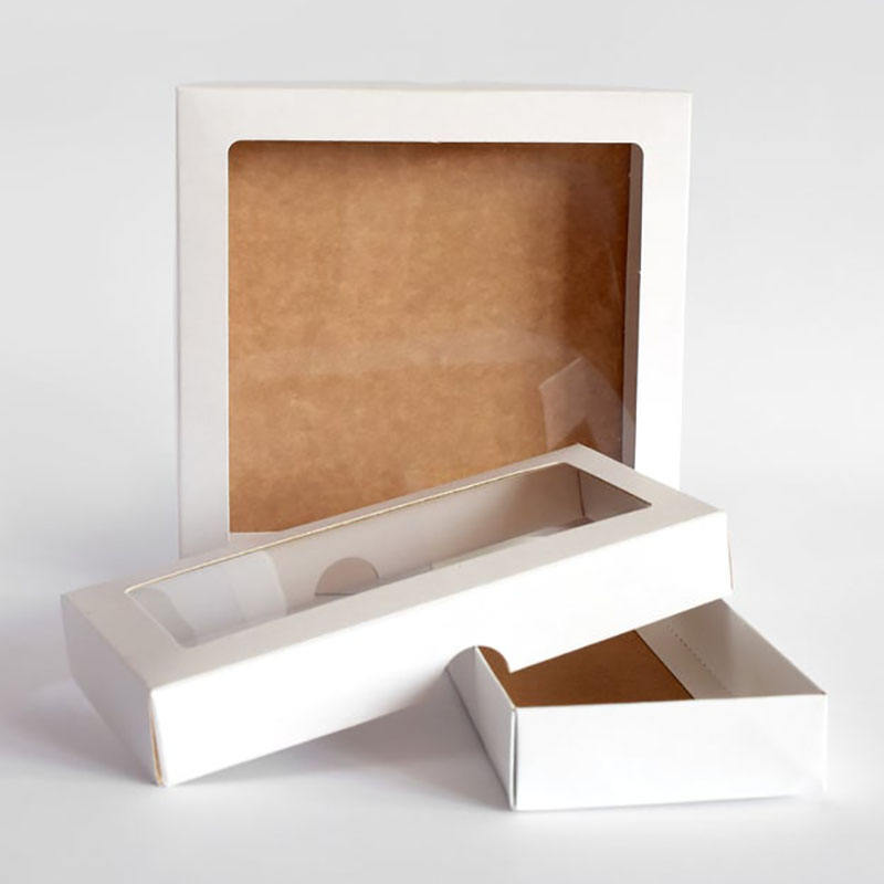 Boite Cadeau Transparent Front Gift Flower Box Mini PVC Lid Kraft Paper Packaging Box With Clear Window