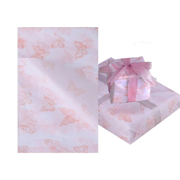 Wholesale new arrivals butterflies wrapping paper custom printed logo packaging paper tissue for bouquet gift