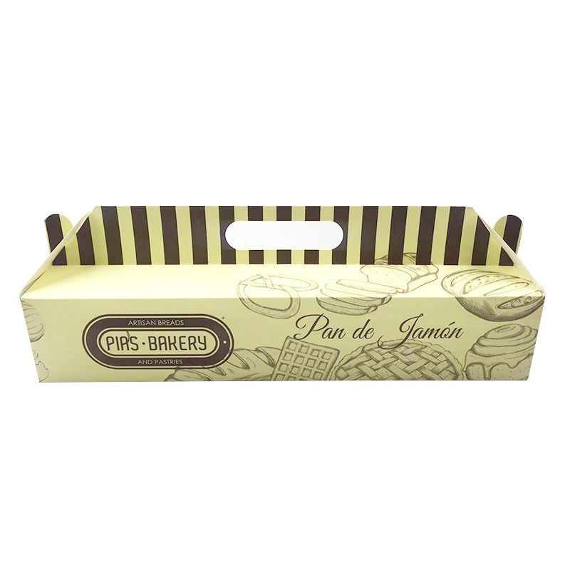 Wholesale Yellow Custom Printed Paper Package Food Grade Bakery Breads Box With Handles