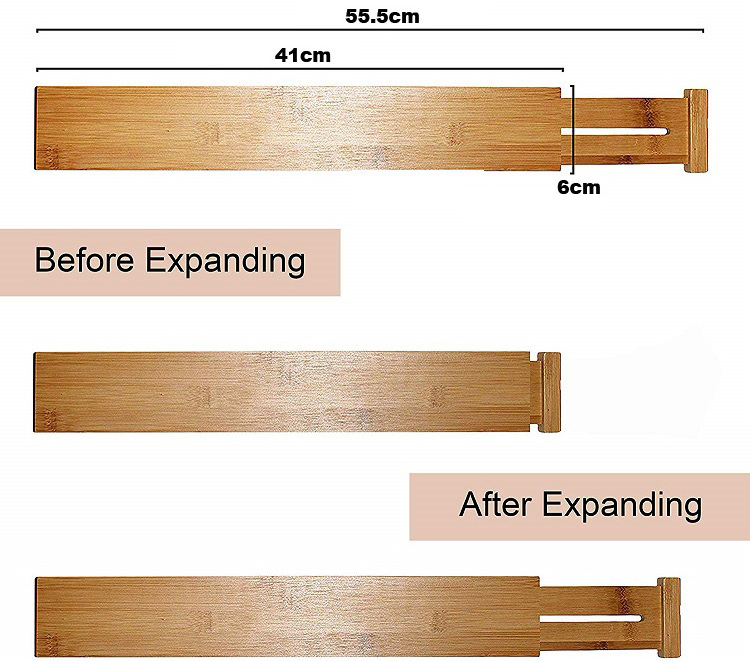 Expandable Bamboo Drawer Divider Kitchen Bamboo Organizer Spring Adjustable Closet Underwear Organizer