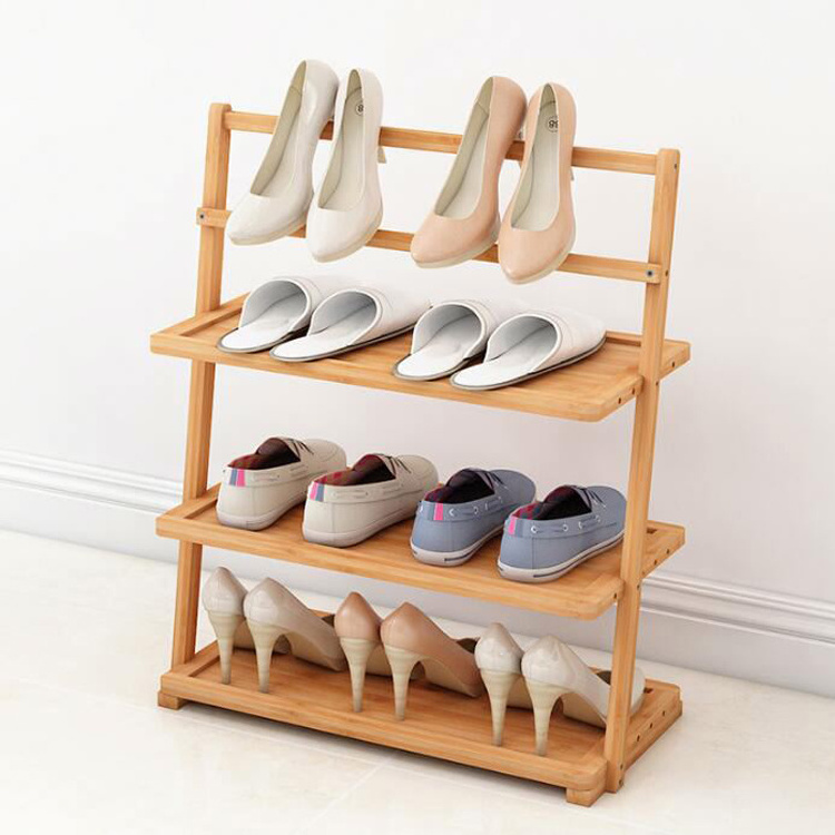 Custom Bamboo Shoes Shelf High-heeled Shoes Display Holder Shoe Tower Storage Organizer Stand Boots Rack Cabinet For Wholesale