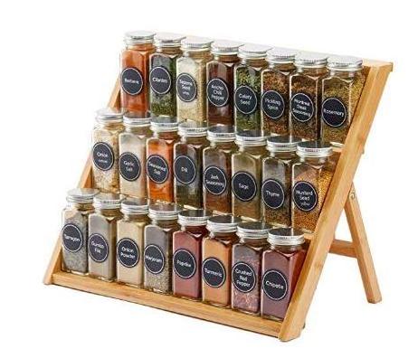 Wholesale Bamboo Storage Shelf 3-Tier Jar Organizer Spice Display Rack Foldable Seasoning Holder Stand