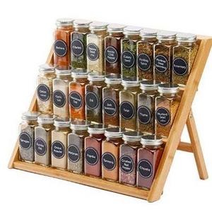 Wholesale Bamboo Storage Shelf 3-Tier Jar Organizer Spice Display Rack Foldable Seasoning Holder Stand