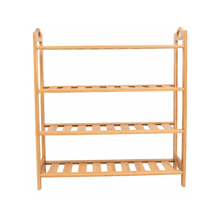 home accessories Bamboo Wood Shoe Rack with Handle 4 Tier Shelf Storage Organizer Free Standing entryway shoes rack for kids