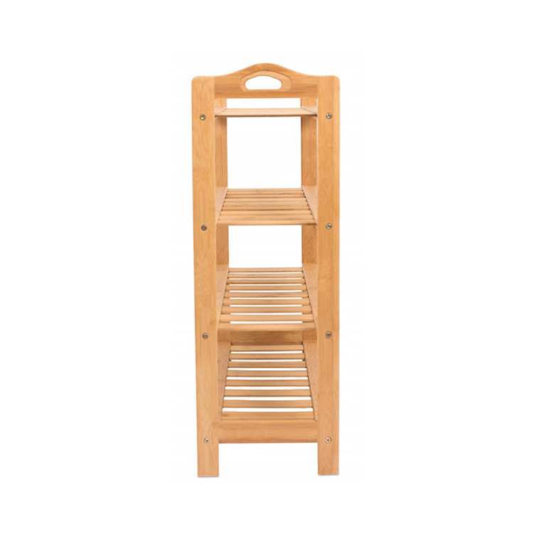 home accessories Bamboo Wood Shoe Rack with Handle 4 Tier Shelf Storage Organizer Free Standing entryway shoes rack for kids