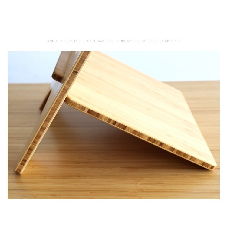 Two Layers Bamboo Personing Computer Display Board Office Laptop Stand Portable Rack Netbook Shelf