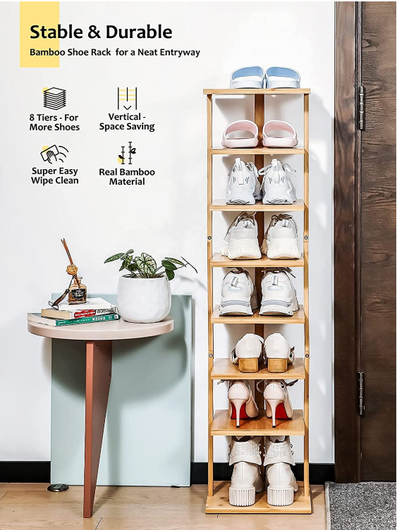 Custom Bamboo Shoe Rack for Entryway Storage Holders Corner Boots Shelf Multi-Layer Shoes Organizer Stand For Wholesale