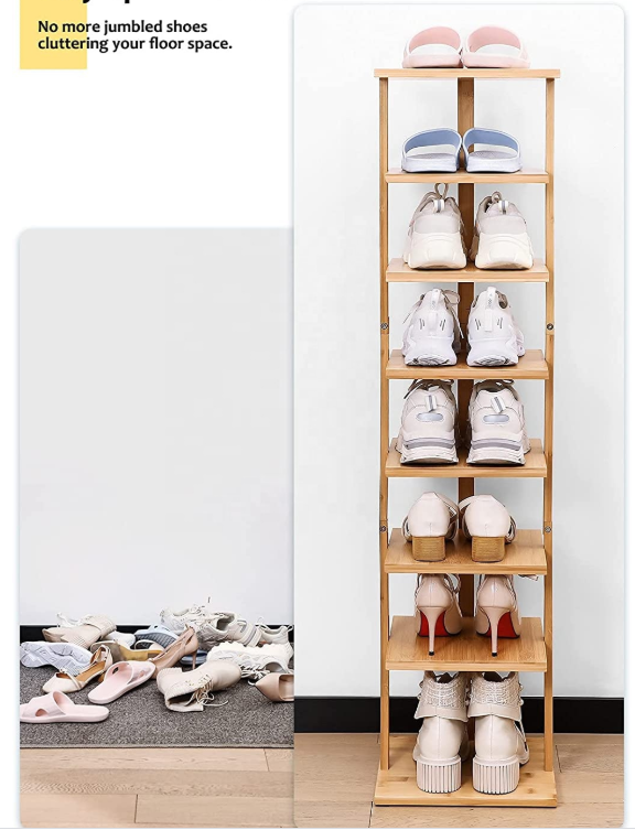 Custom Bamboo Shoe Rack for Entryway Storage Holders Corner Boots Shelf Multi-Layer Shoes Organizer Stand For Wholesale