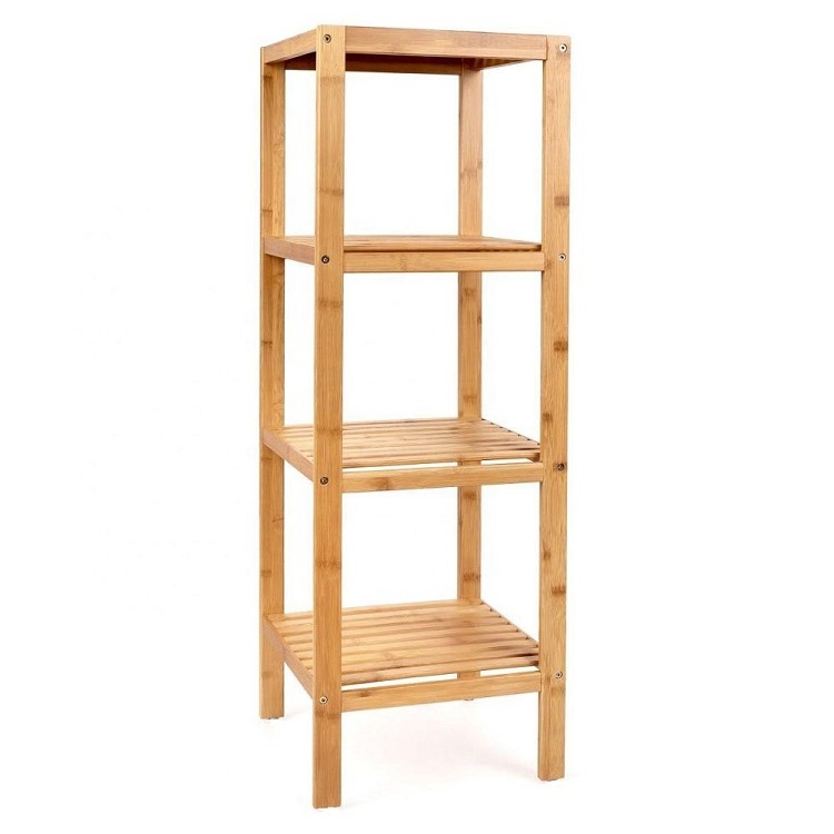 Custom Bamboo Tower Rack Bathroom Shelf Multifunctional Storage Stand Organizer Holder Corner Shelving Unit For Wholesale