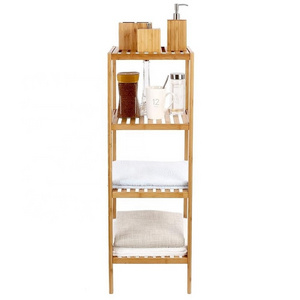 Custom Bamboo Tower Rack Bathroom Shelf Multifunctional Storage Stand Organizer Holder Corner Shelving Unit For Wholesale