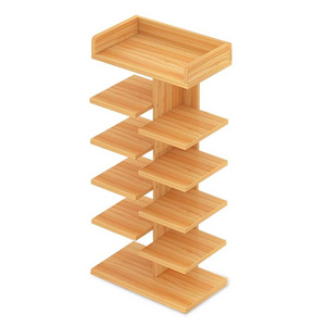 Custom Bamboo Shoe Rack Entryway Storage Holders Corner Boots Cabinet Shoe Tower Stand High-heeled Shoes Shelf For Wholesale