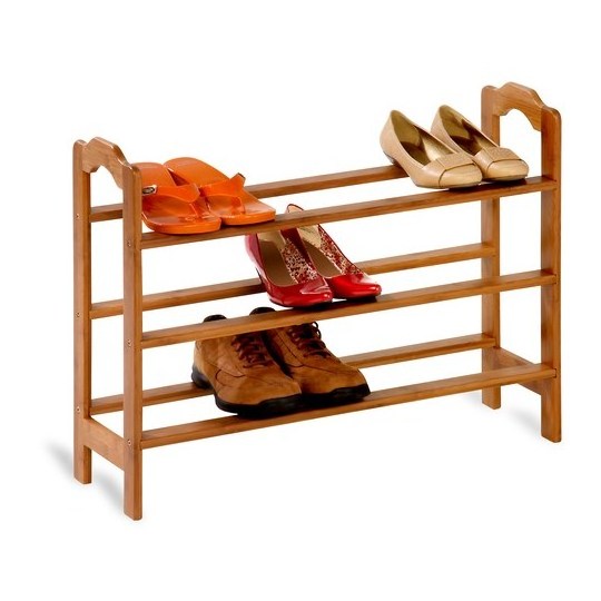 Custom Bamboo Shoes Rack 3-Tier Stackable Shoe Shelf Storage Organizer Boots Closets Display Stand For Wholesale