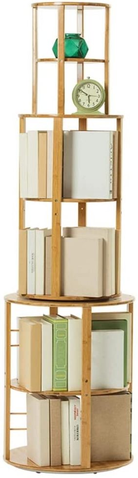 Natural Bamboo 6 Tier Revolving Bookcase Display Rack Ladder Shelf Personalized desktop bookcase