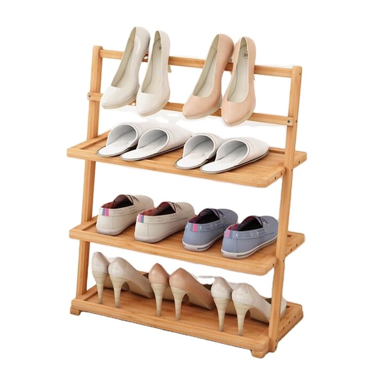 Custom Bamboo Shoes Shelf High-heeled Shoes Display Holder Shoe Tower Storage Organizer Stand Boots Rack Cabinet For Wholesale