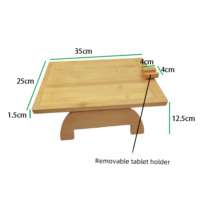 Solid Bamboo Couch cup holder Tray Sofa Armrest Serving Tray with Legs and Tablet Holder