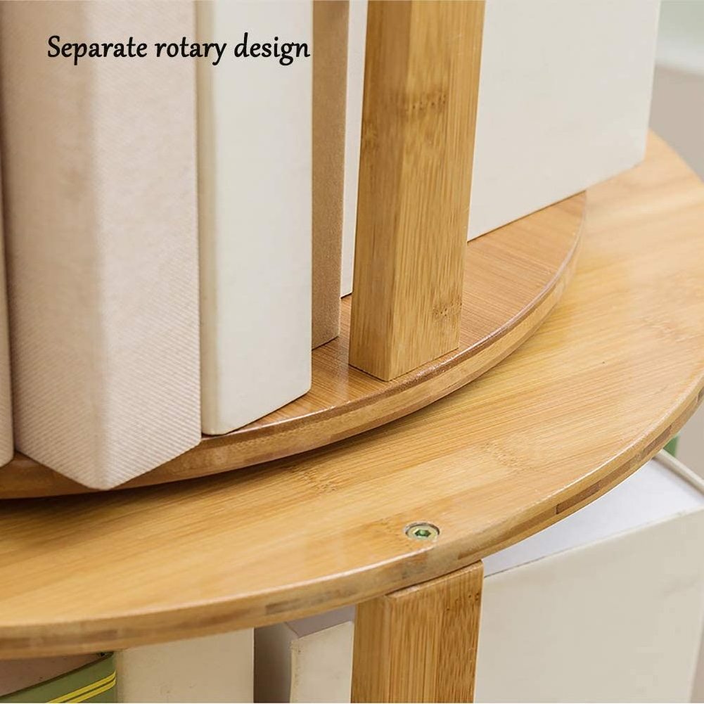 Natural Bamboo 6 Tier Revolving Bookcase Display Rack Ladder Shelf Personalized desktop bookcase