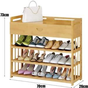 Custom Corner Bamboo Storage Holders Shoe Rack with Drawer Boots Shelf Multi-Layer Shoes Organizer Stand For Wholesale