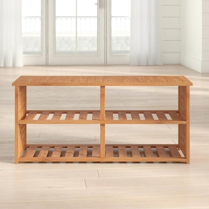 Wholesale Bamboo Shoe Rack Entryway Bench Boots Cabinet Modern Corner Shoe Storage Shelf