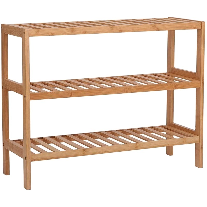 Custom Bamboo Shoes Shelf 3-Layer Shoe Rack Living Room Storage Holders Boots Closet For Wholesale