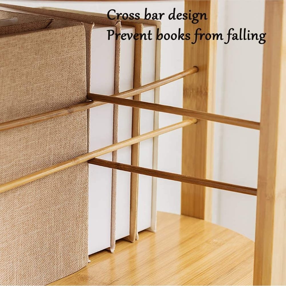 Natural Bamboo 6 Tier Revolving Bookcase Display Rack Ladder Shelf Personalized desktop bookcase