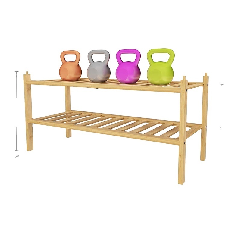 Custom Stackable Bamboo Shoe Rack 2 Tiers Shoes Stand Boots Entryway Shelf Living Room Storage Holders For Wholesale