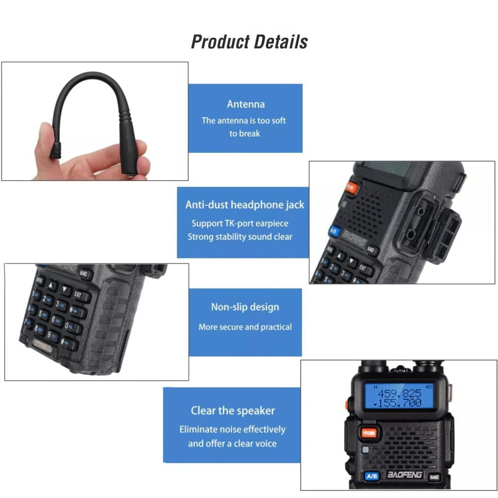 Best Selling CE UV5R Dual-band VHF UHF Radio Original Baofeng UV-5R Walkie Talkie 5W Long Distance Talk Range 3-5km