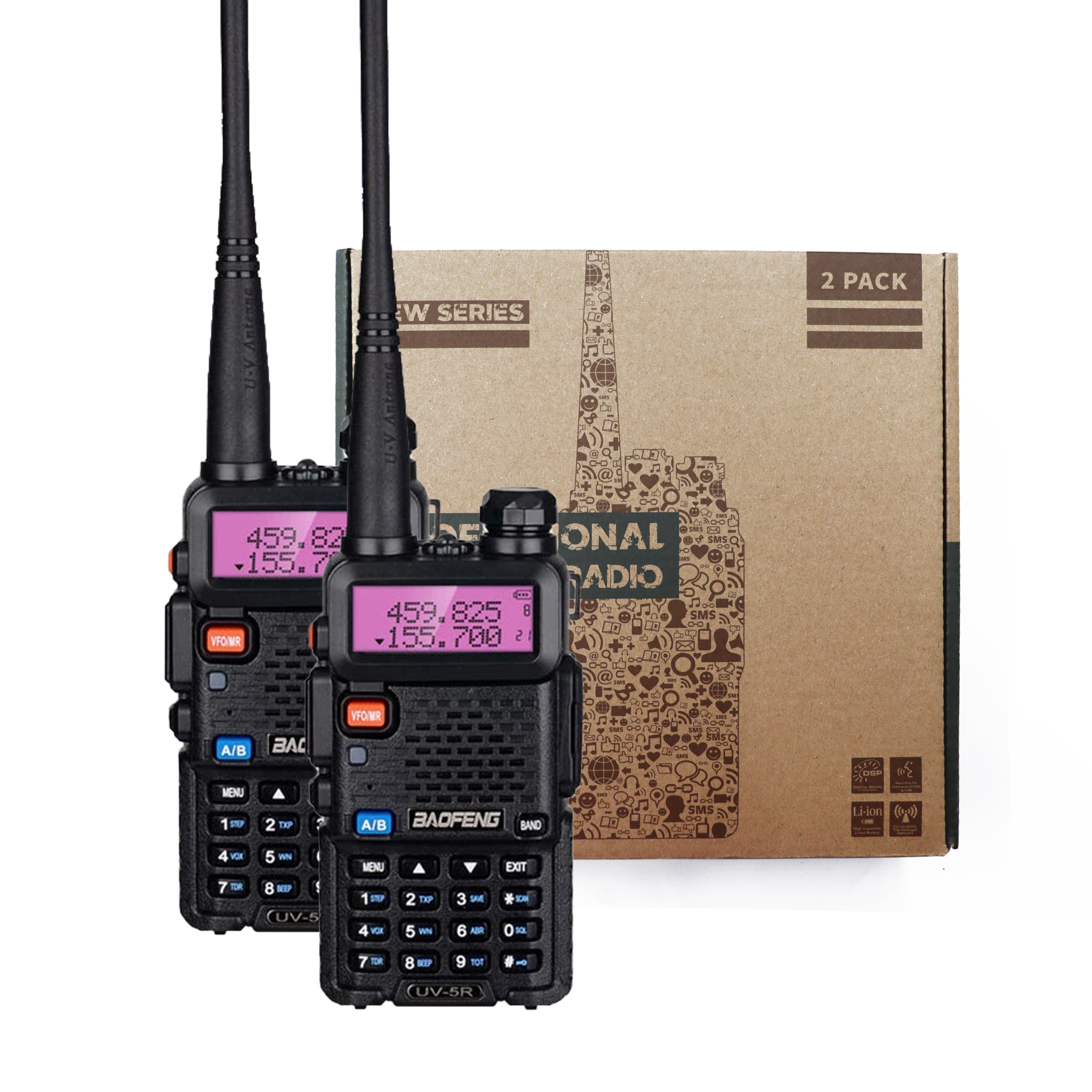 2pcs package Baofeng UHF VHF 5/8w UV-5R dual band ham two way radio uv5r Talkie Walkie 8watt UV 5R handheld walkie talkie