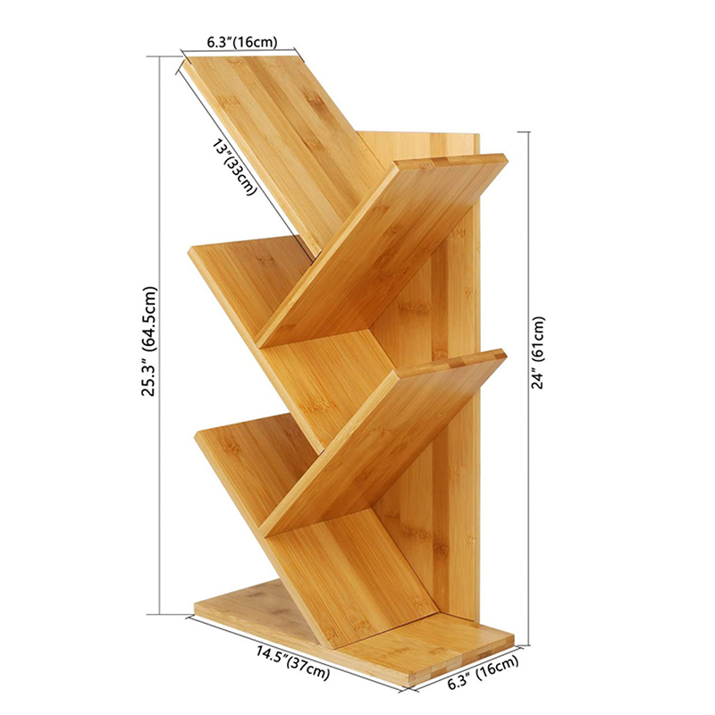 Small Magazine Rack Book Holder Storage Portable Tree Shape Book Shelf Bamboo Bookshelf