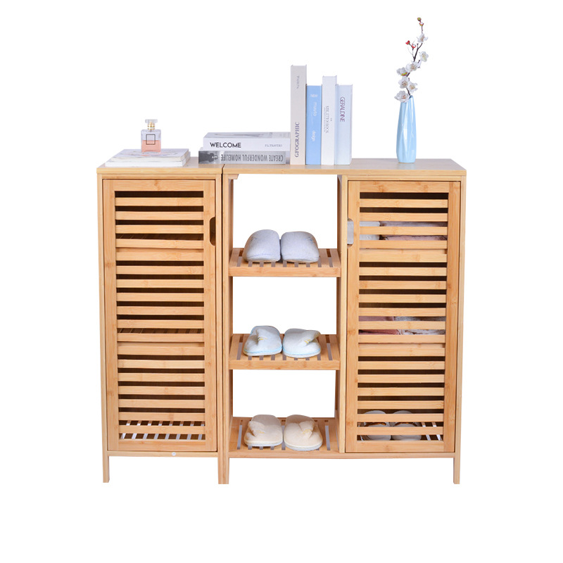 Modern Household Luxury Bamboo Large Entry Shoe Rack Storage Cabinet Furniture For Living Room